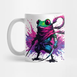 Cool Japanese Ninja Samurai Frog Ink Splash Art Mug